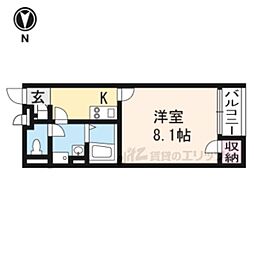 レオネクスト御所 1Kの間取図画像