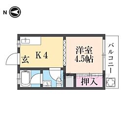 サンビル 1Kの間取図画像
