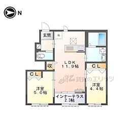 ColzaTerrace神楽 2LDKの間取図画像