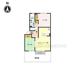 セントレ・デ・トゥース 2LDKの間取図画像