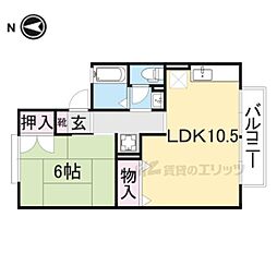 セジュール高塚台 2階1LDKの間取り