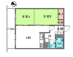 プラザハイツ24 2DKの間取図画像