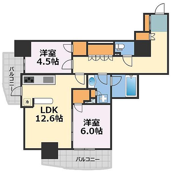 ローレルタワー堺筋本町 ｜大阪府大阪市中央区久太郎町2丁目(賃貸マンション2LDK・6階・63.52㎡)の写真 その2