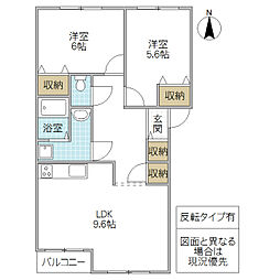 コンフォース・スバル 2階2LDKの間取り