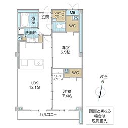 プライム フォレスト 百合ケ丘 304号室 3階2LDKの間取り