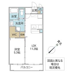 カーサ桜土浦 306号室 3階1LDKの間取り