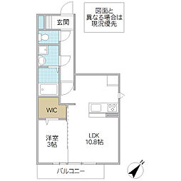ブライト学園の森 3階1LDKの間取り
