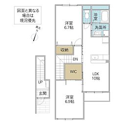エルハーベン 2階2LDKの間取り