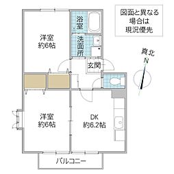 コーポK&K　II 2階2DKの間取り