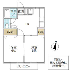 ヴィラオガワ 2DKの間取図画像