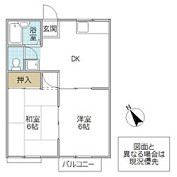 セントリアつくば 2DKの間取図画像