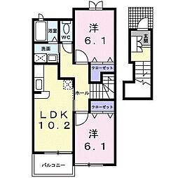 ホワイトウィングB 2LDKの間取図画像