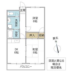 小泉ハイム 2DKの間取図画像