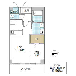 グランアコール2 1LDKの間取図画像