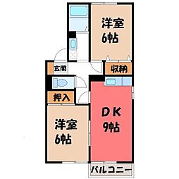 セジュール八千代A 2DKの間取図画像
