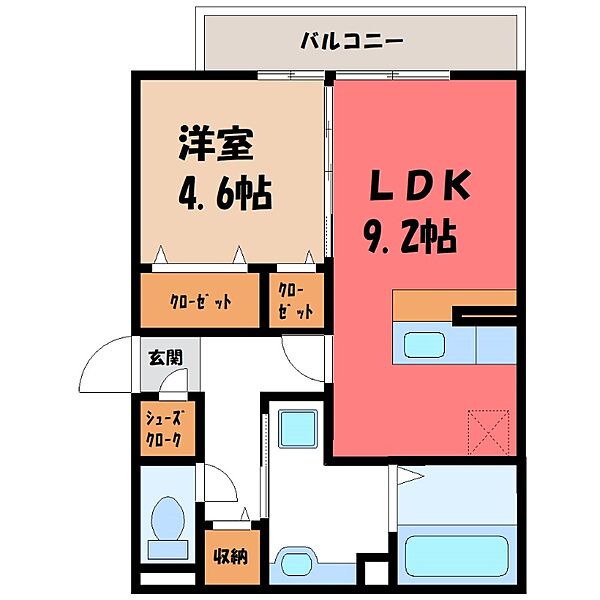 D-ROOM紅雲町 A ｜群馬県前橋市紅雲町2丁目(賃貸アパート1LDK・2階・40.29㎡)の写真 その2