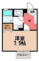 マルベリー弐番館 1Kの間取図画像