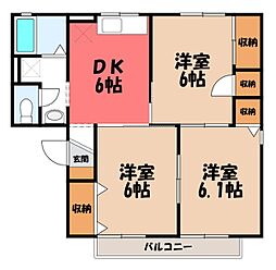 サンワハイツ八千代A 3DKの間取図画像