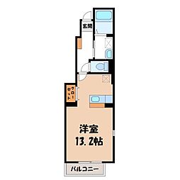 ソルジェンテB ワンルームの間取図画像