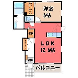 ソレイユコートC 1LDKの間取図画像