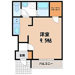 ラテーヌ 1Kの間取図画像