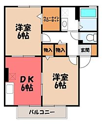 ウィルモア山王 2DKの間取図画像