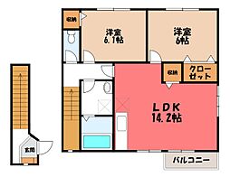 ロイヤルパークC 2LDKの間取図画像