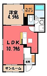 ウエスト.ゲート I 1LDKの間取図画像