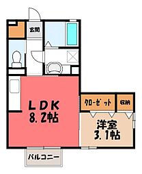 ラヴェール天川原 1LDKの間取図画像