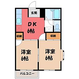 エルディムナカジマ 2DKの間取図画像