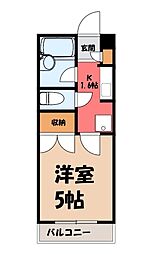 リトルバード 1Kの間取図画像