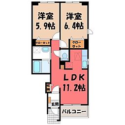 ジベルニー2 2LDKの間取図画像