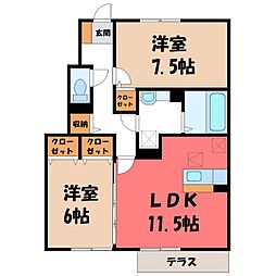 キャメロット1 2LDKの間取図画像