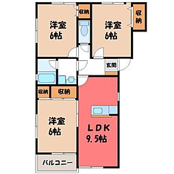 福島ハイツB-2 3LDKの間取図画像