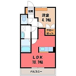 ウッドペッカー・西 1LDKの間取図画像