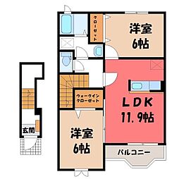 シプリエールC 2LDKの間取図画像