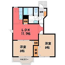 ヴェルドミールB 2LDKの間取図画像