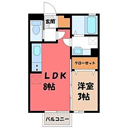 ヴィラキャロットA 1LDKの間取図画像