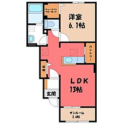 富士泉シティハウス 1LDKの間取図画像