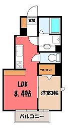 グランsakura 1LDKの間取図画像