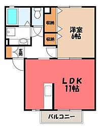 ボヌールE 1LDKの間取図画像