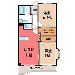 シャルマンコート広沢A 2LDKの間取図画像