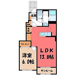 マローソ2 1LDKの間取図画像