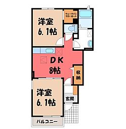 ウイングリバー2 2DKの間取図画像