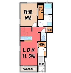 クレメントガーデンアムール 1LDKの間取図画像