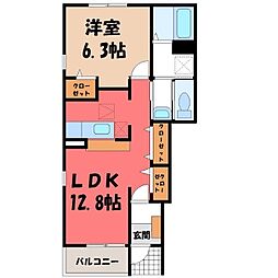 パルティール 1LDKの間取図画像