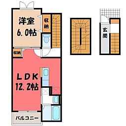 カーサモデルノA 1LDKの間取図画像
