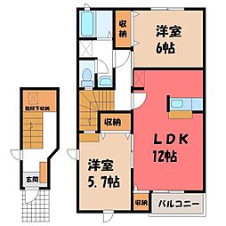 カリーノ・トゥッティA 2LDKの間取図画像
