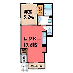 レイクアイ・ビラA 1LDKの間取図画像
