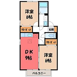 プリムヴェール 2DKの間取図画像